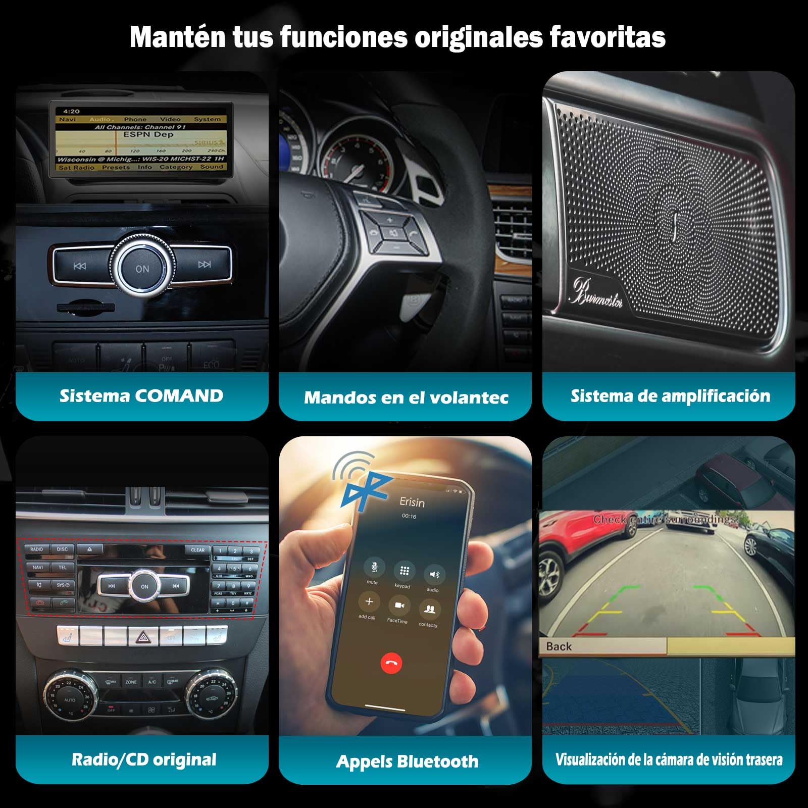 10.25" Android 16 Qualcomm Radio Coche Estéreo para Mercedes E-Class W207 C207 A207 NTG 4.0 Android Auto & CarPlay inalámbrico Bluetooth 5.1 IPS WiFi Dab+ Canbus GPS Navegador Canbus Comand