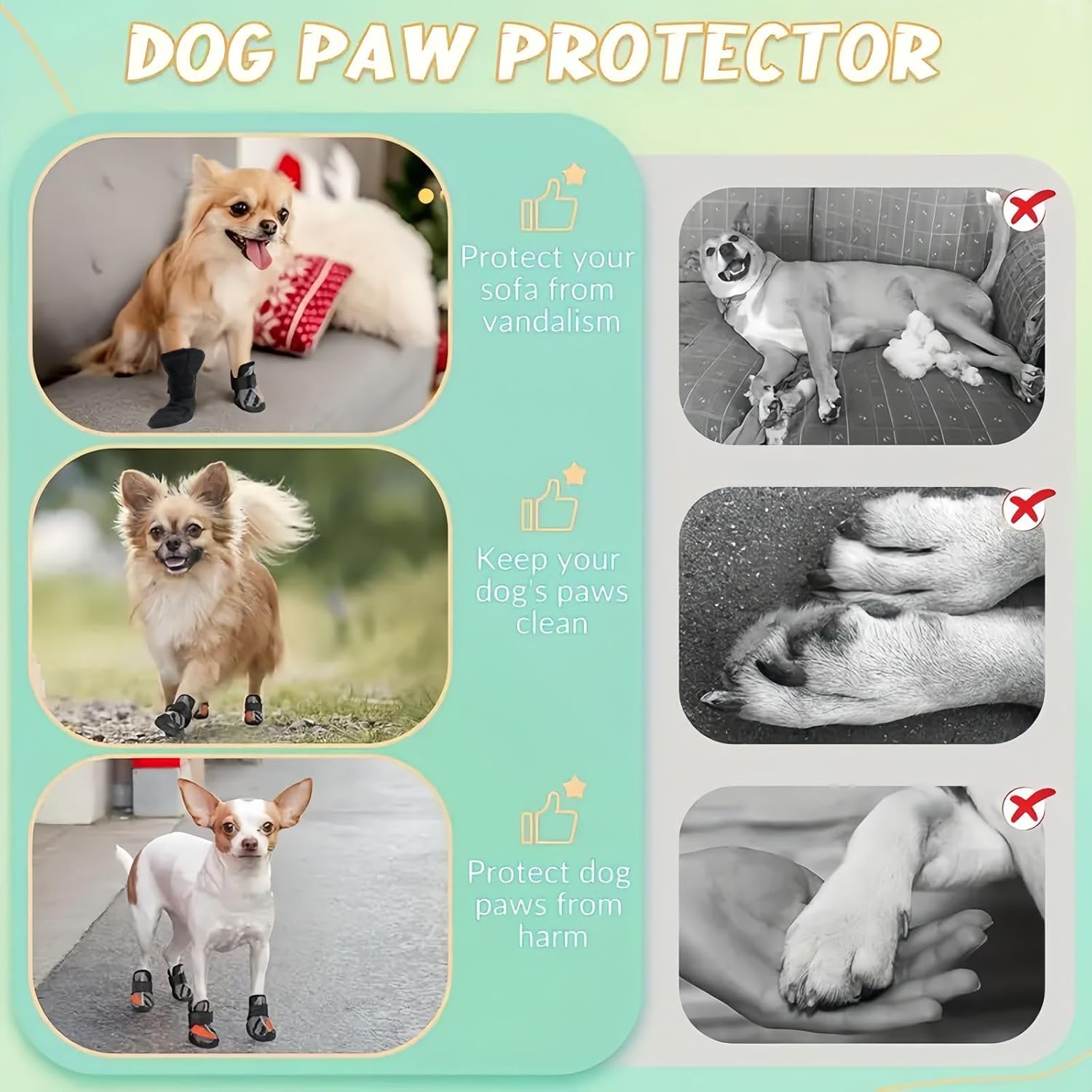 S-Size Dog Boots Paw Protector,Anti Slip Dog Socks Paws Stop Licking,D-og Leg Wound Cover,Waterproof Adjustable Do-g Leg Wound Protector,P-aw Protection,Do-g Sock for Injured P-aw,Small D-og Shoes 3 71KSS14rA0L. AC SL1500