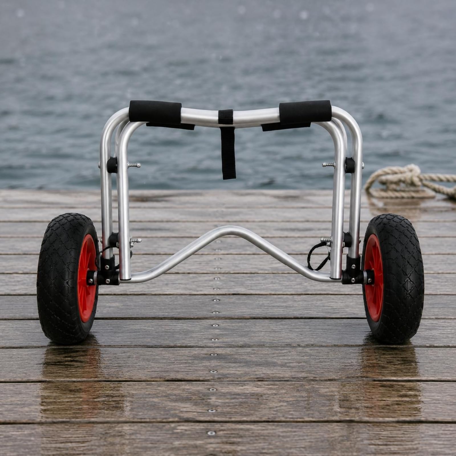 perfeclan Carrito Plegable para Kayak Carro Remolque Soporte Transportador con Barra de Acero Inoxidable y Ruedas Anchas de Goma Transporte sin Cargar Todo el, Plateado
