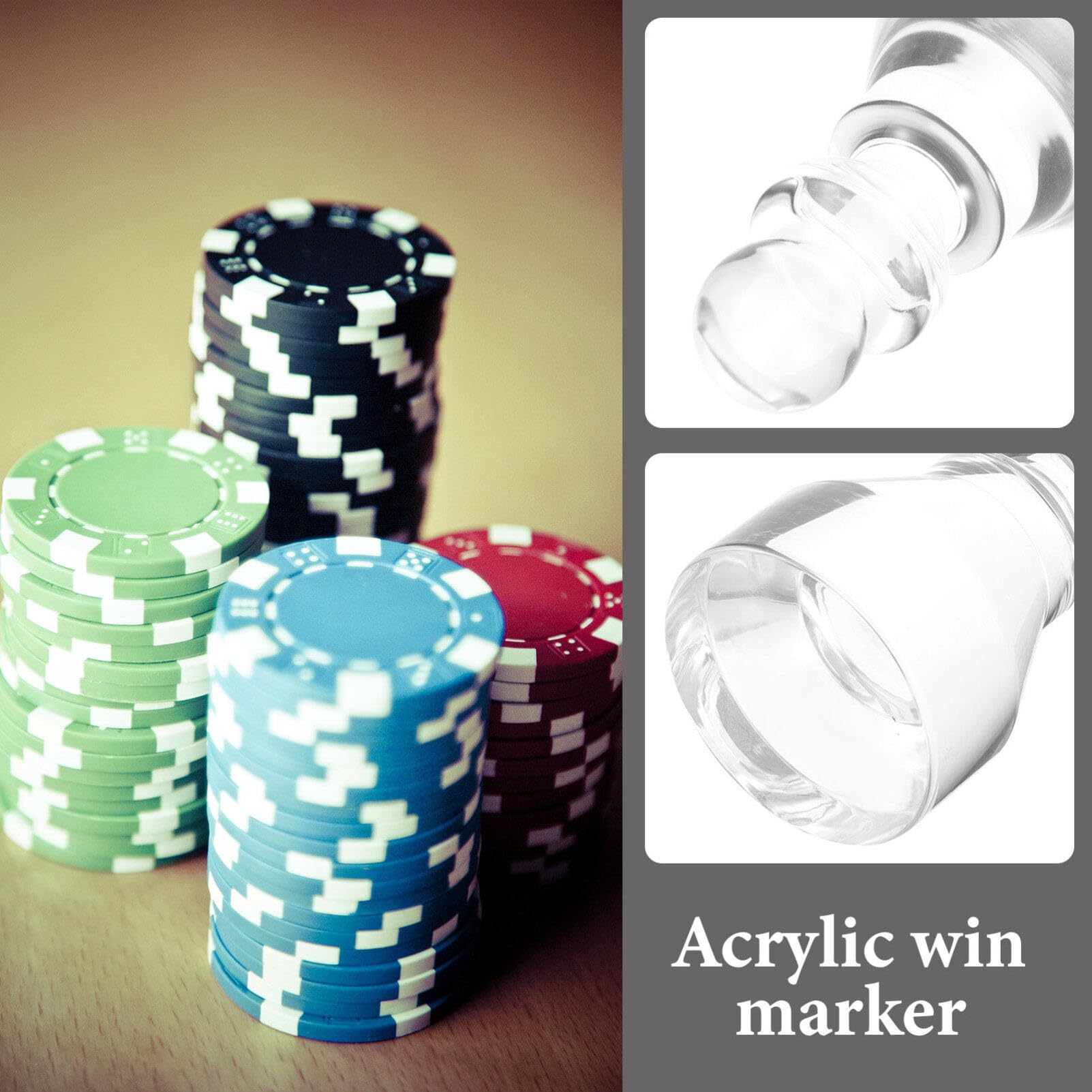 Yardwe Marcador ganador de póquer acrílico transparente 3.15X1.57 pulgadas columna estable para ruleta y póquer rueda marcador escenas de juego