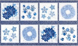 Robert Kaufman Fabrics Holiday Flourish 15 Christmas Motif Blocks Panel Blue