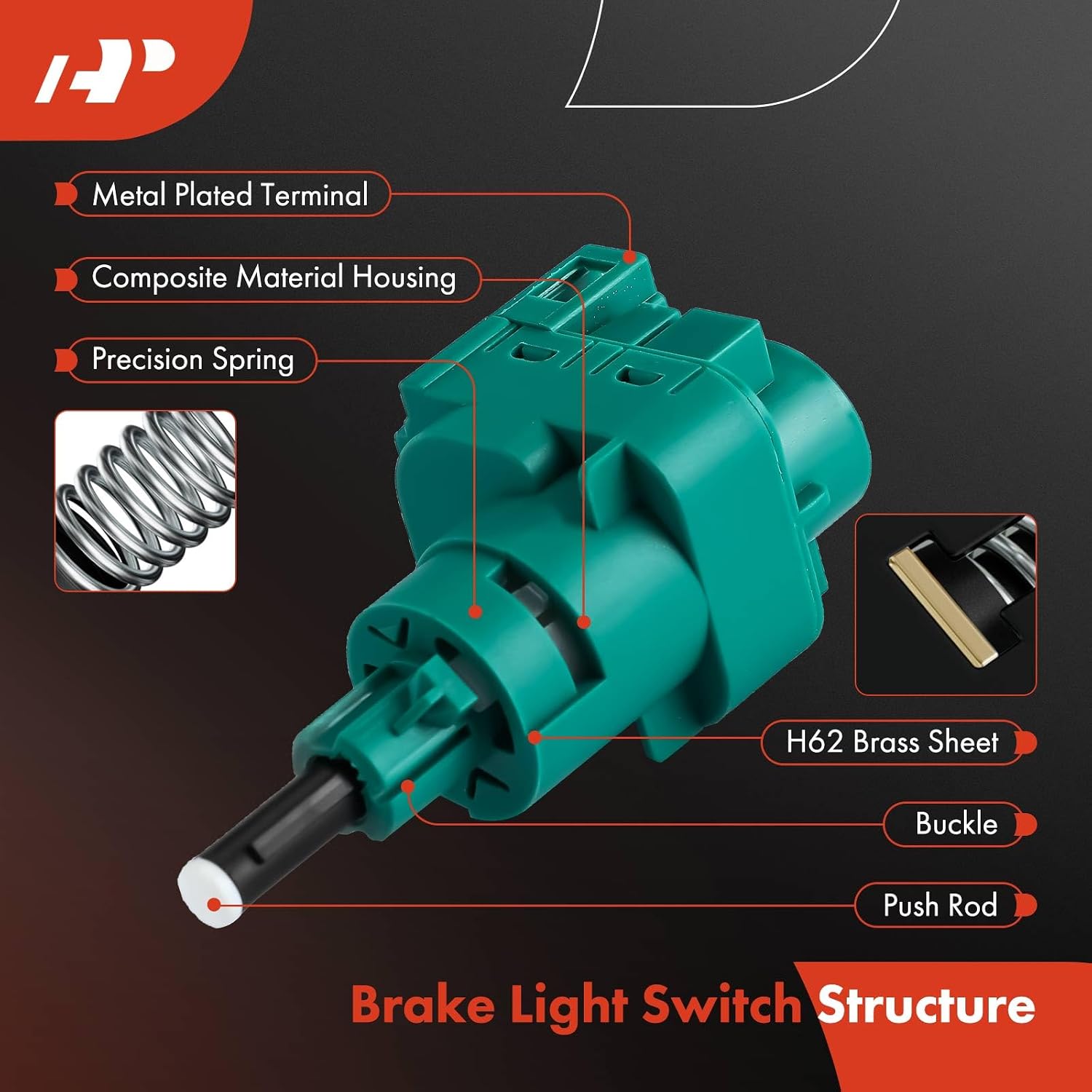 A-Premium Brake Light Switch Lamp Compatible with Volkswagen Jetta 1999-2006, Passat, Golf, Beetle, Touareg, GTI, Eurovan & Audi A4 A4 Quattro, A6, Allroad Quattro, TT, R8 & Porsche Cayenne, 4 Pins