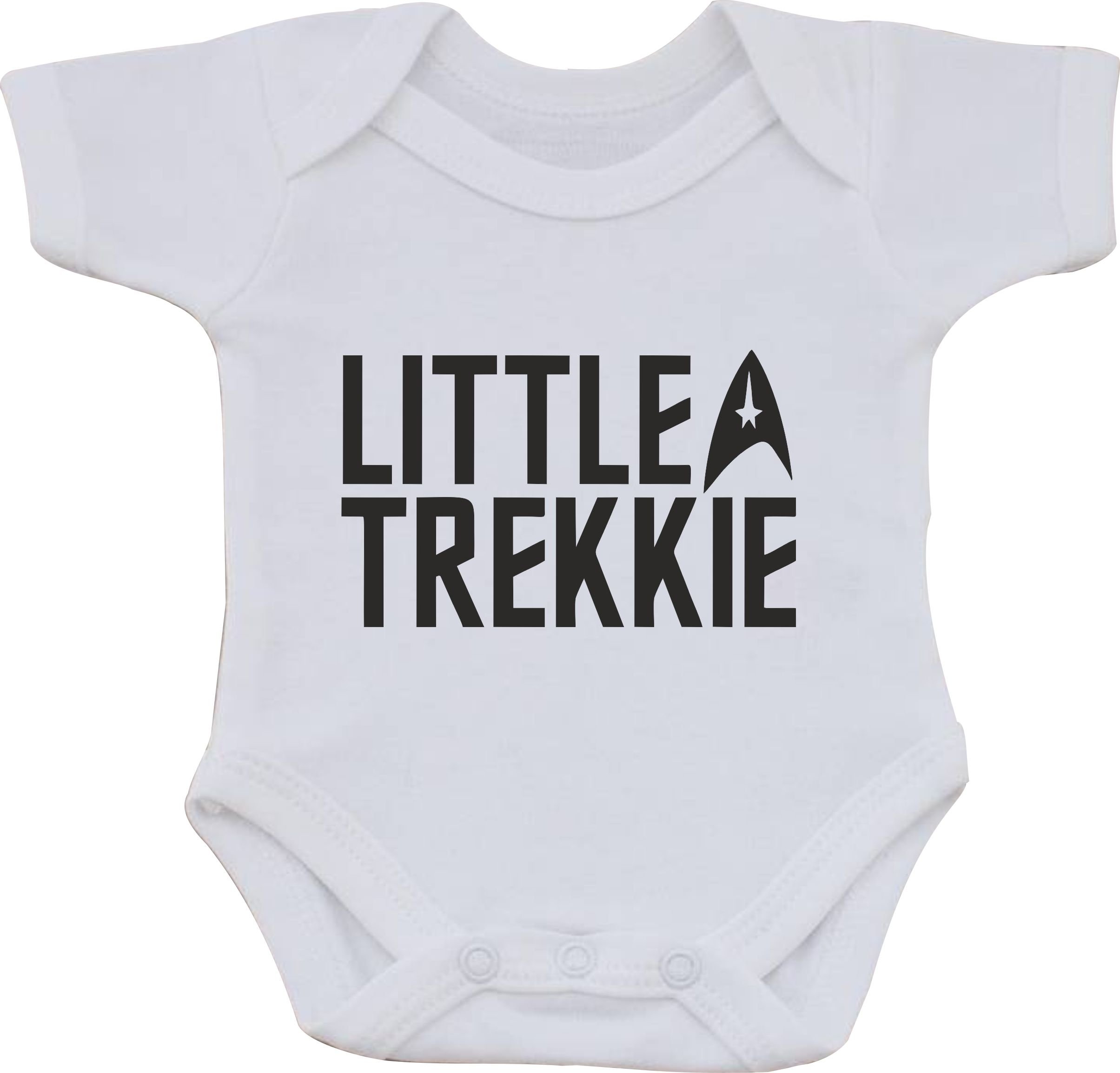 Little TREKIE Funny Humour Cotton White Baby Vest OR BIB (3 to 6 Month Vest)
