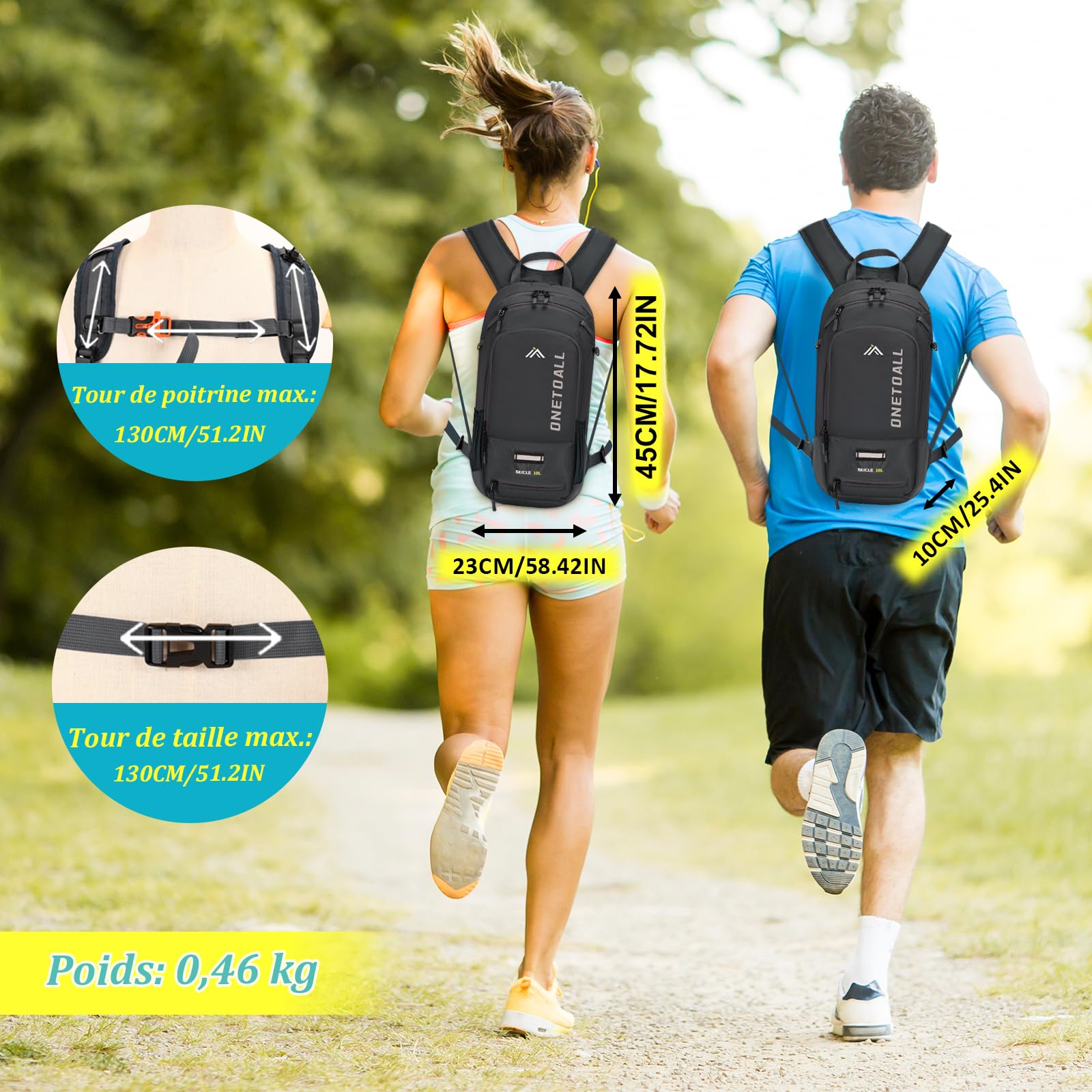 LOCAL LION Sac à Dos de Vélo 10L Sac Vtt Homme Femme Sacs à Dos de Ski pour Cyclisme Randonnée Voyage Sport Course Bicyclette Camping Ultraléger Respirable