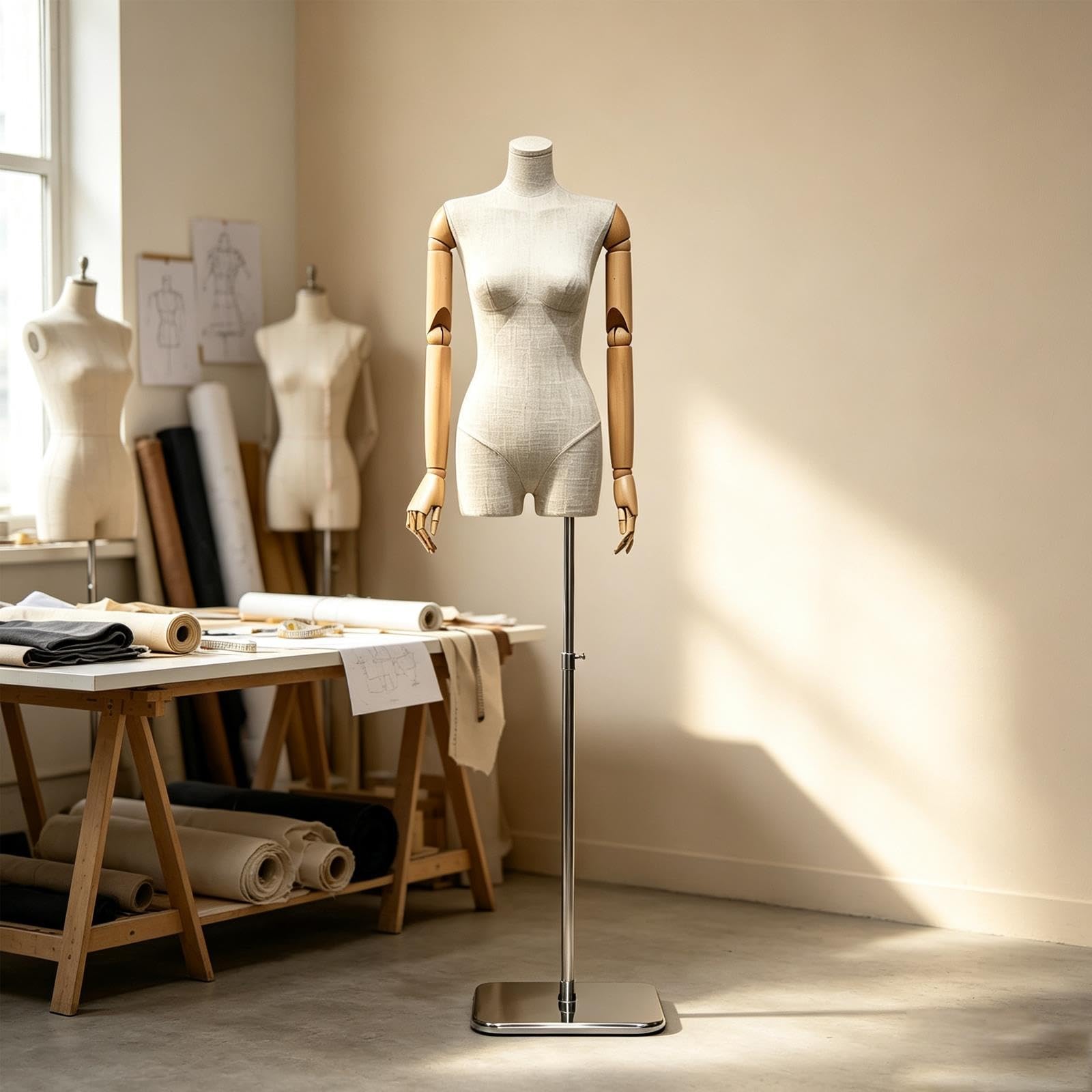 Tułów Manekina Damskiego z Drewnianymi Ramionami, Korpus Manekina