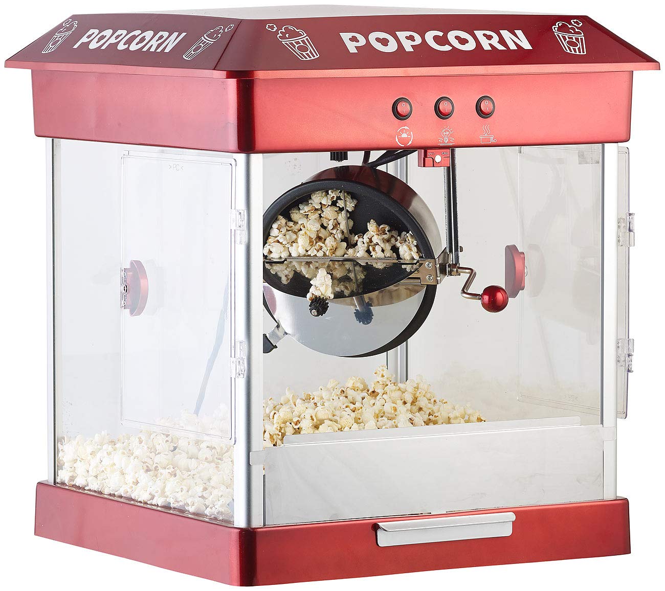 Rosenstein & Söhne máquina palomitas para gastronomía: Pro-Gastro- Máquina de palomitas, Circo, con cacerola de acero inoxidable antiadherente, 800 vatios (profesional maíz, profesional, cocina)