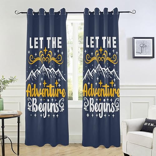 Let The Adventure Begins - Cortinas opacas de 84 pulgadas, cortinas de ventana para dormitorio, 84 pulgadas de largo, divisores de habitación,
