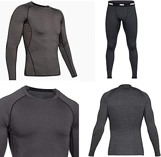 PROSTYLE SPORTS PRO Compression Armour Base layer Top and Tights Thermal Skins Charcoal
