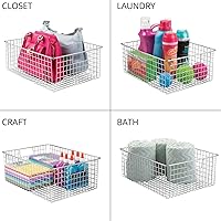 Vista 6 de mDesign - Canasta de reja de metal con asas para almanenamiento y organización, Cromado
