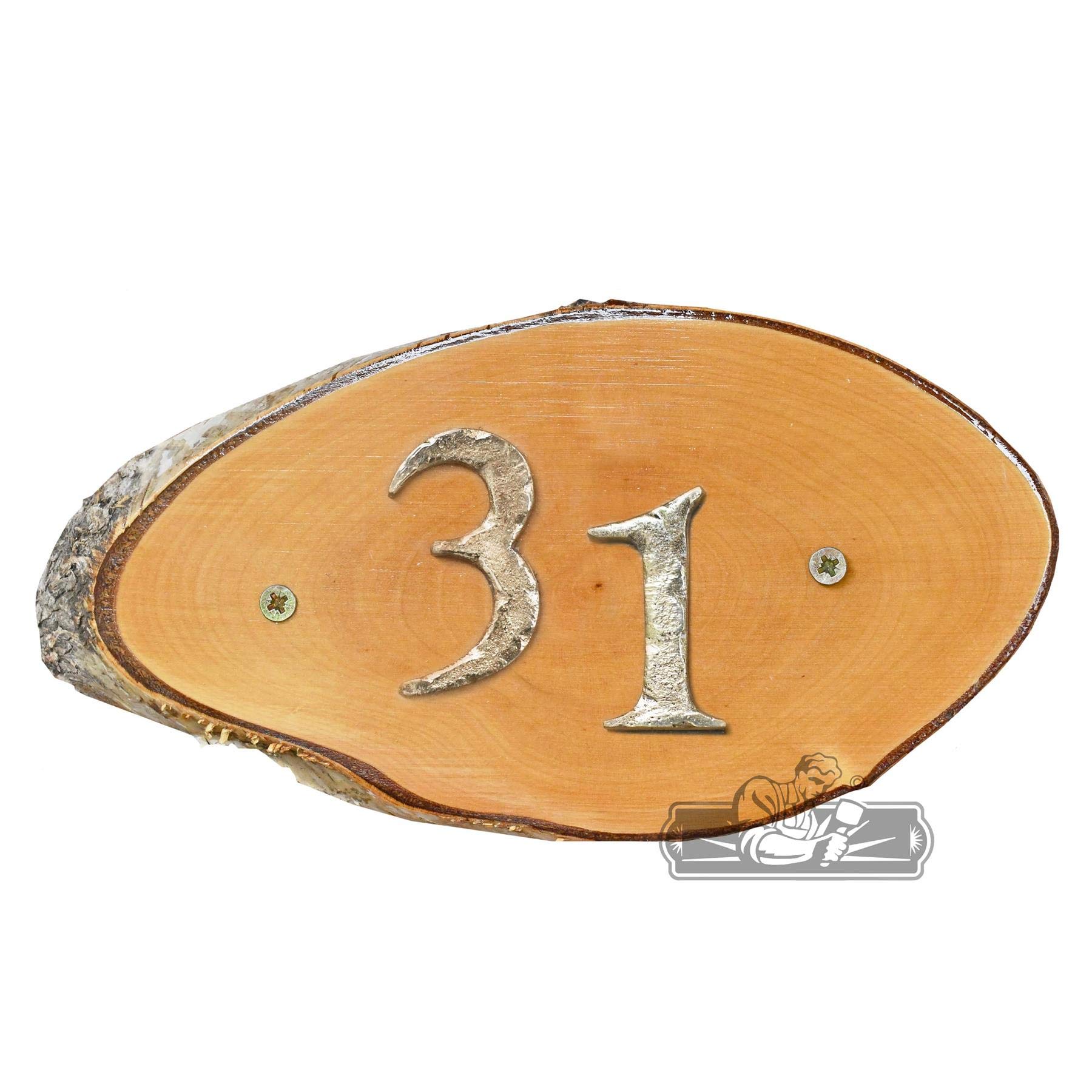 Black Country Metal Works Ltd Brown Natural Hard Wood Rustic House Number Signs - Number 31