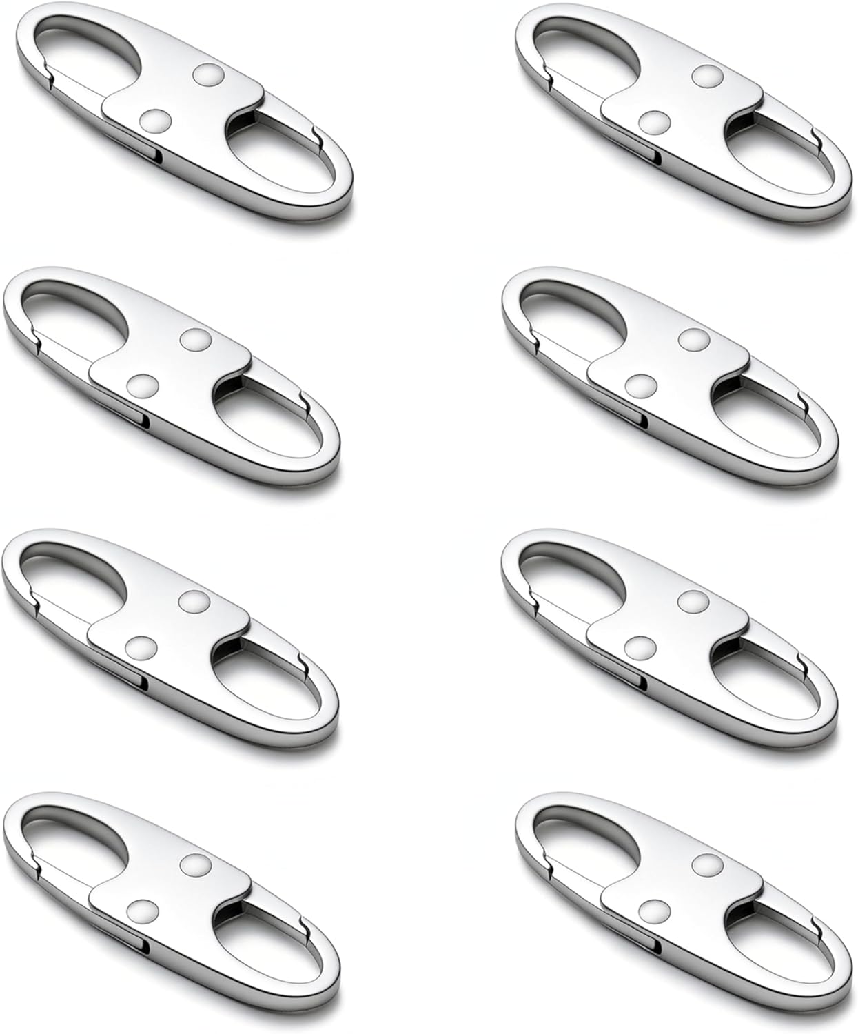 zelin Anti Theft Zipper Clips Double Opening Small Carabiner Clips, 4Pcs Elegant Zinc Alloy Zipper Pull Replacement for Travel, Commuting and Camping (Space Grey)