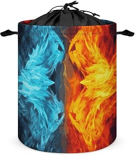 Laundry Basket Foldable Laundry Basket Fire Vs Ice Art Printed Laundry Bag for in Bathroom And Living Room