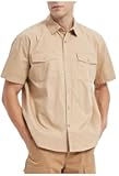 Tronjori Men's Short Sleeve Button Down Casual Woven Shirt Two Chest Pockets