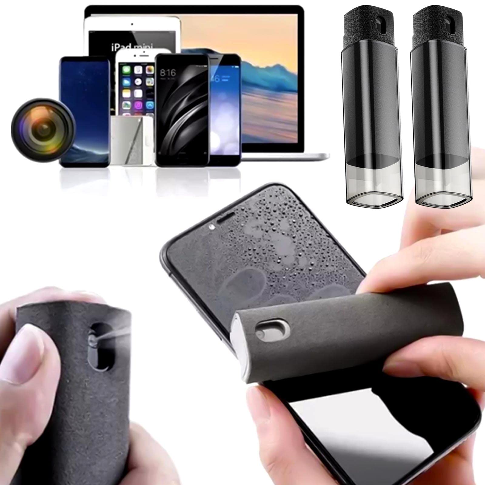 GWAWG 2 Pezzi Spray Pulisci Schermo 3 In 1 Screen Cleaner con Panno Microfibra per Auto Display Cellulare Laptop PC iPhone iPad