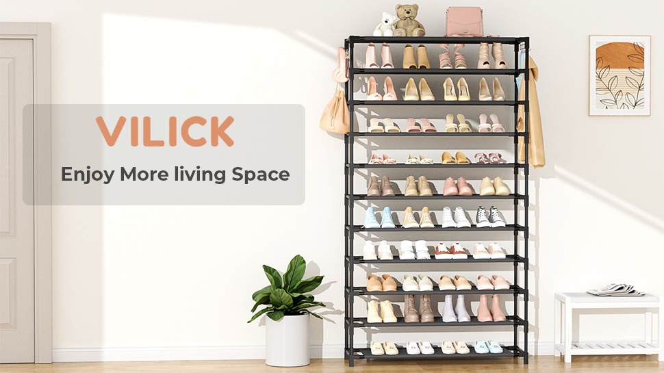 Amazon.com: VILICK 11 Tiers Tall Wide Shoe Rack 55 Pairs Large