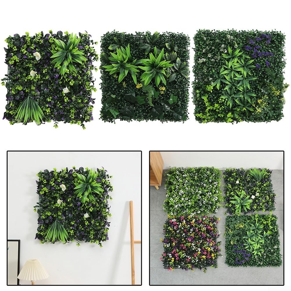 VEVOR 12 Pezzi Artificiale Pannello da Siepe di Bosso, 50,8 x 50,8 cm, Siepi Artificiali, Recinzione Artificiale Bosso, Edera Finta Effetto Realistico Decorazione Plastica Verde, Spessore da 4 cm