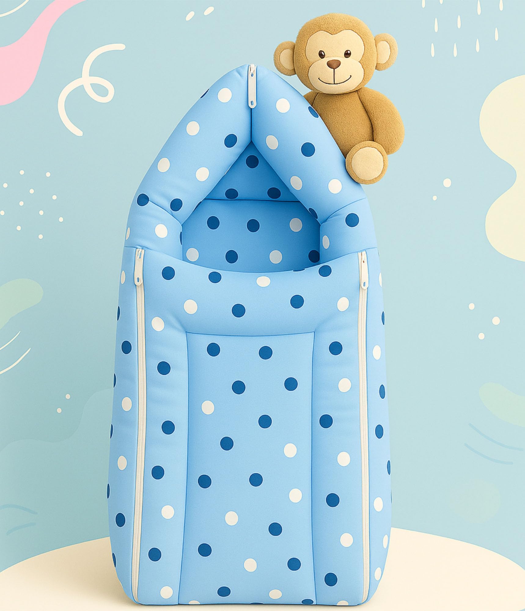 EIO® 3 in 1 Baby Bed Cum Bedding Set/Baby Carrier/Sleeping Bag Pack of 1 (Blue)-image-21