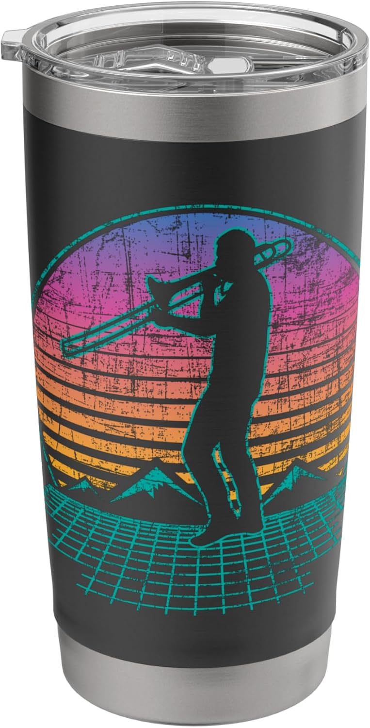 Retro Vintage Trombone Player - Trombonist Jazz Music Lover Stainless Steel Insulated Tumbler