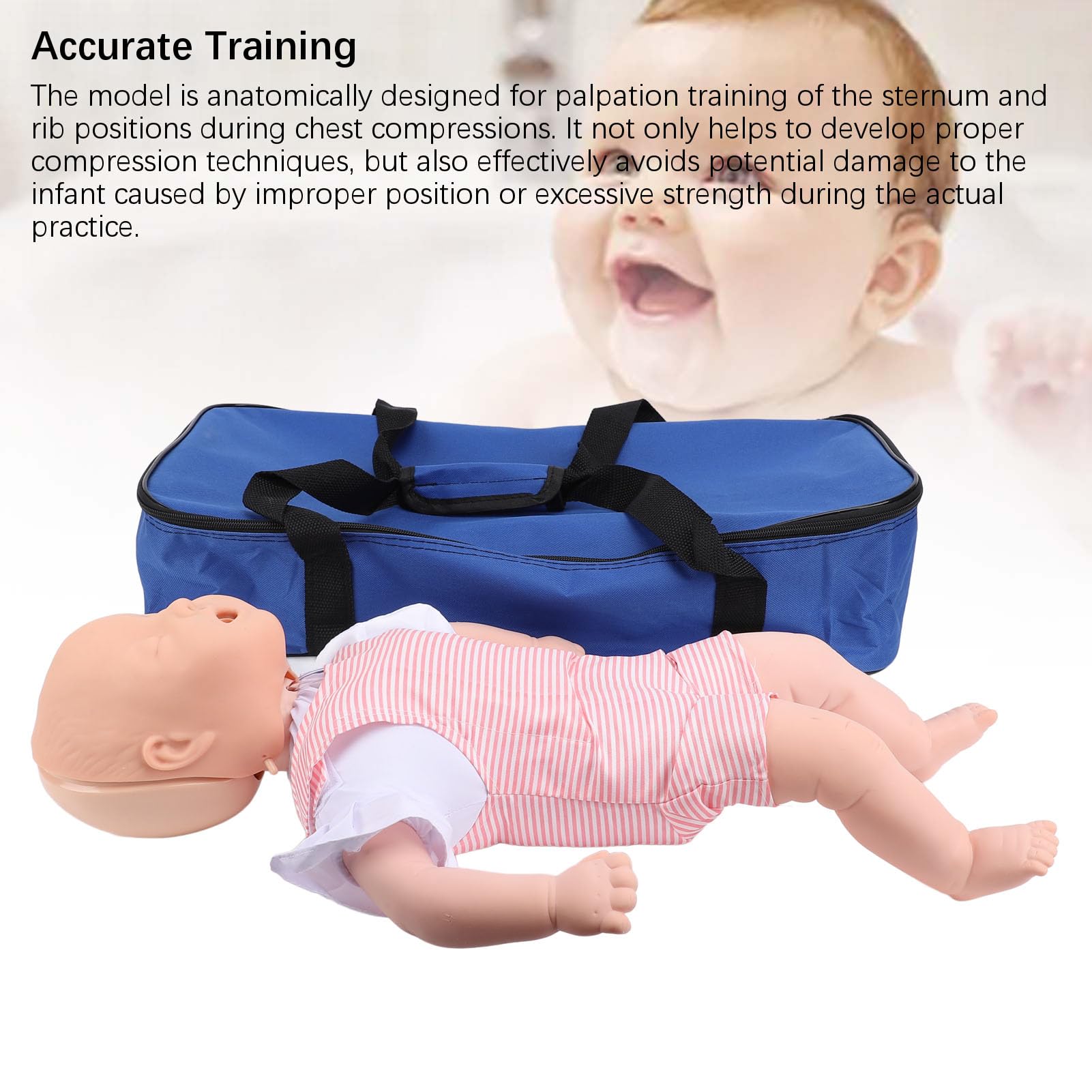 Fockety CPR-Trainingspuppe für Kleinkinder, Simulierte CPR-Puppe für Kleinkinder mit Mittlerer Haut, CPR-Set für Kleinkinder mit Aufbewahrungstasche für Obstruktionstraining, Notfallpflege