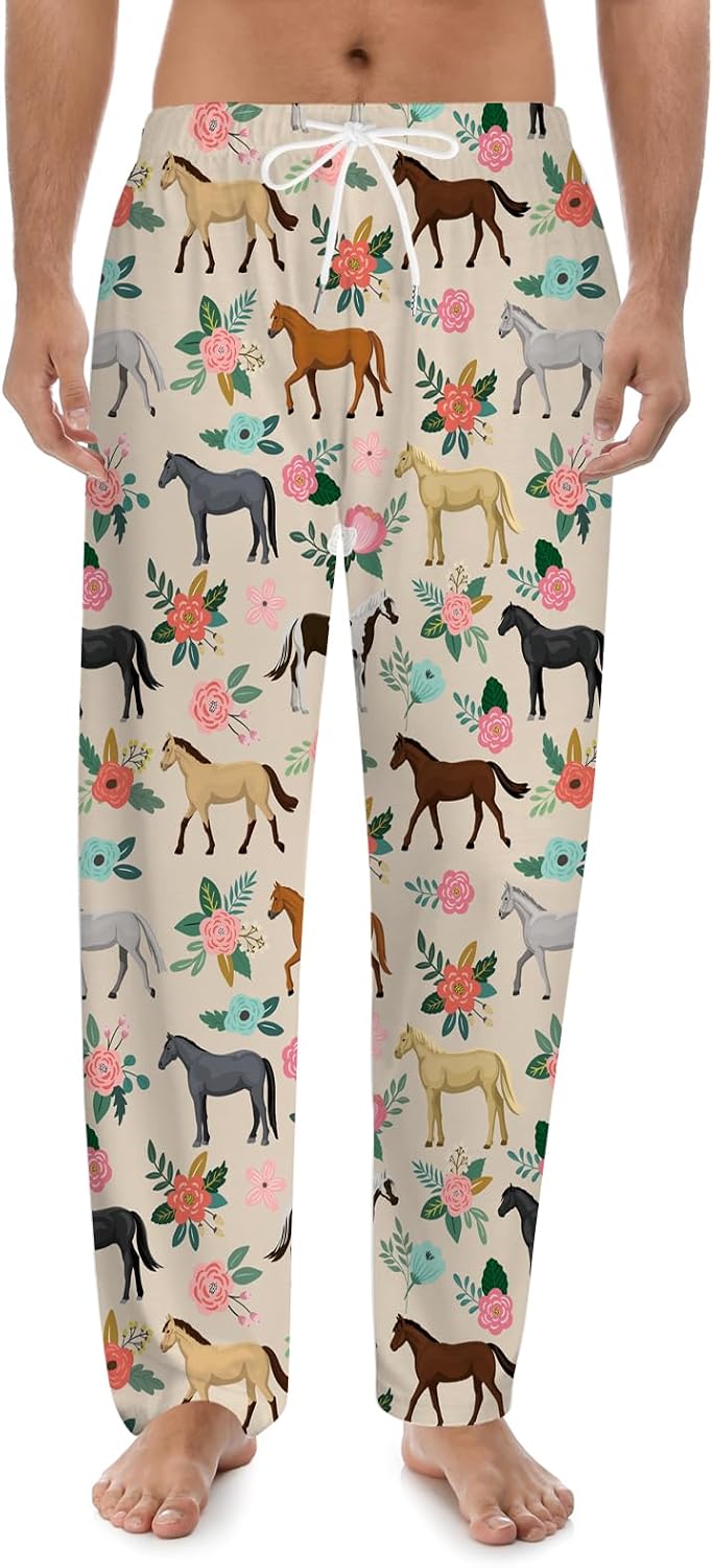 Dog Pajama Pants for Women Men, Soft Drawstring Lounge Pants with Pockets, Comfy Home Pjs Bottoms Novelty Sleepwear