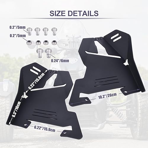 Miniatura 3 de Protector contra salpicaduras delantero y protectores de brazo A para Can-Am Ryker  2 placas antideslizantes de aluminio negro, se adapta a todos