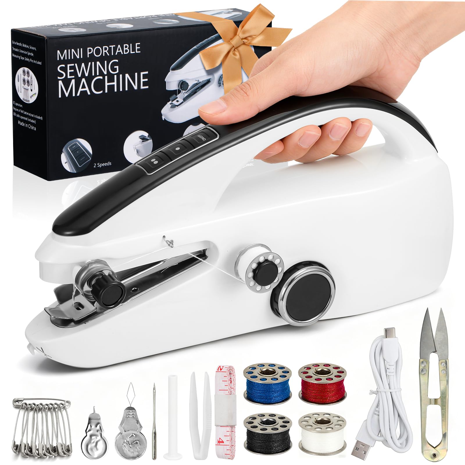 Photo 1 of Handheld Sewing Machine for Beginners, Easy to Operate and Fast Stitch Suitable for Clothes,Fabrics and Quick Home Repairs for Mom Birthday Valentine's Day Christmas