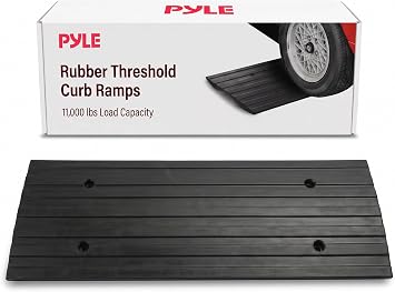 Car Driveway Curb Ramp - Heavy Duty Rubber Threshold Ramp - Also for Loading Dock, Garage, Sidewalk, Truck, Scooter, Bike, Motorcycle, Wheelchair Mobility & Other Vehicle - Pyle PCRBDR24