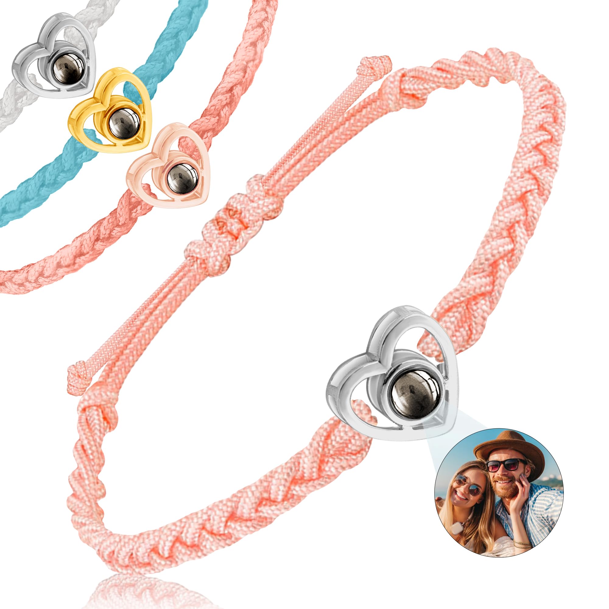 GlisterGlow Custom Bracelets with Picture Inside, Personalized Photo Projection Bracelets, Customized Valentine’s Day Birthday Christmas Gifts for
