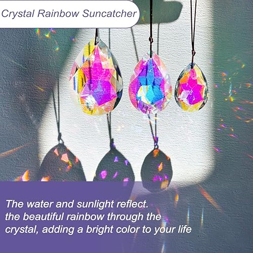Miniatura 8 de 3 piezas de prismas de cristal de 22.53 pulgadas, atrapasoles de candelabro, adornos colgantes coloridos de Bauhinia, creadores de arcoíris,