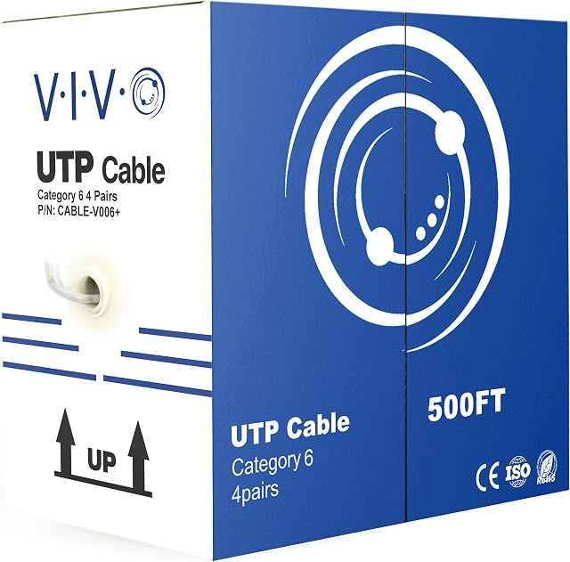 VIVO 500ft Bulk Cat6, CCA Ethernet Cable, 23 AWG, UTP Pull Box, Cat-6 Wire, Indoor, Network Installations, Gray, CABLE-V006