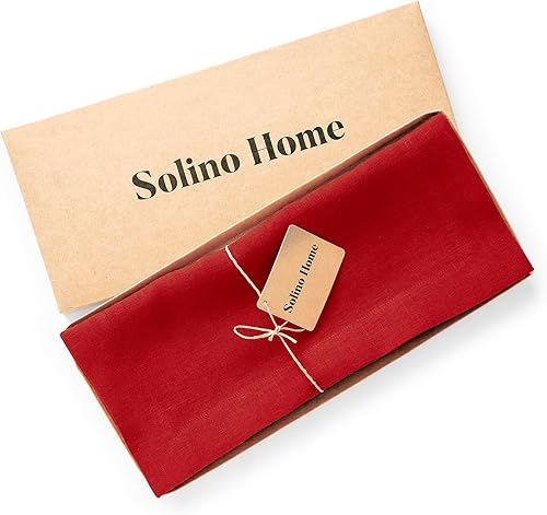 Miniatura 7 de Solino Home Sonoma - Camino de mesa rojo de 72 pulgadas de largo, 100 % lino puro, 14 x 72 pulgadas, para comedor, 4 de julio, verano