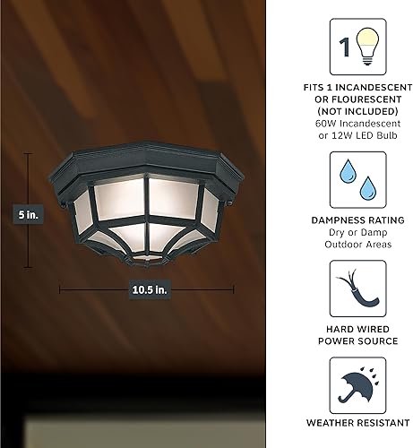 Miniatura 10 de Designers Fountain 2067-BK Builder - Lámpara de techo fundida para exteriores, 10.5 pulgadas de ancho, color negro