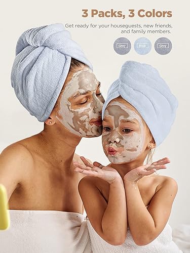 Miniatura 4 de Hicober - Toalla de pelo de microfibra, paquete de 3 turbantes para cabello mojado, toallas de secado para cabello rizado, para mujeres y mujeres