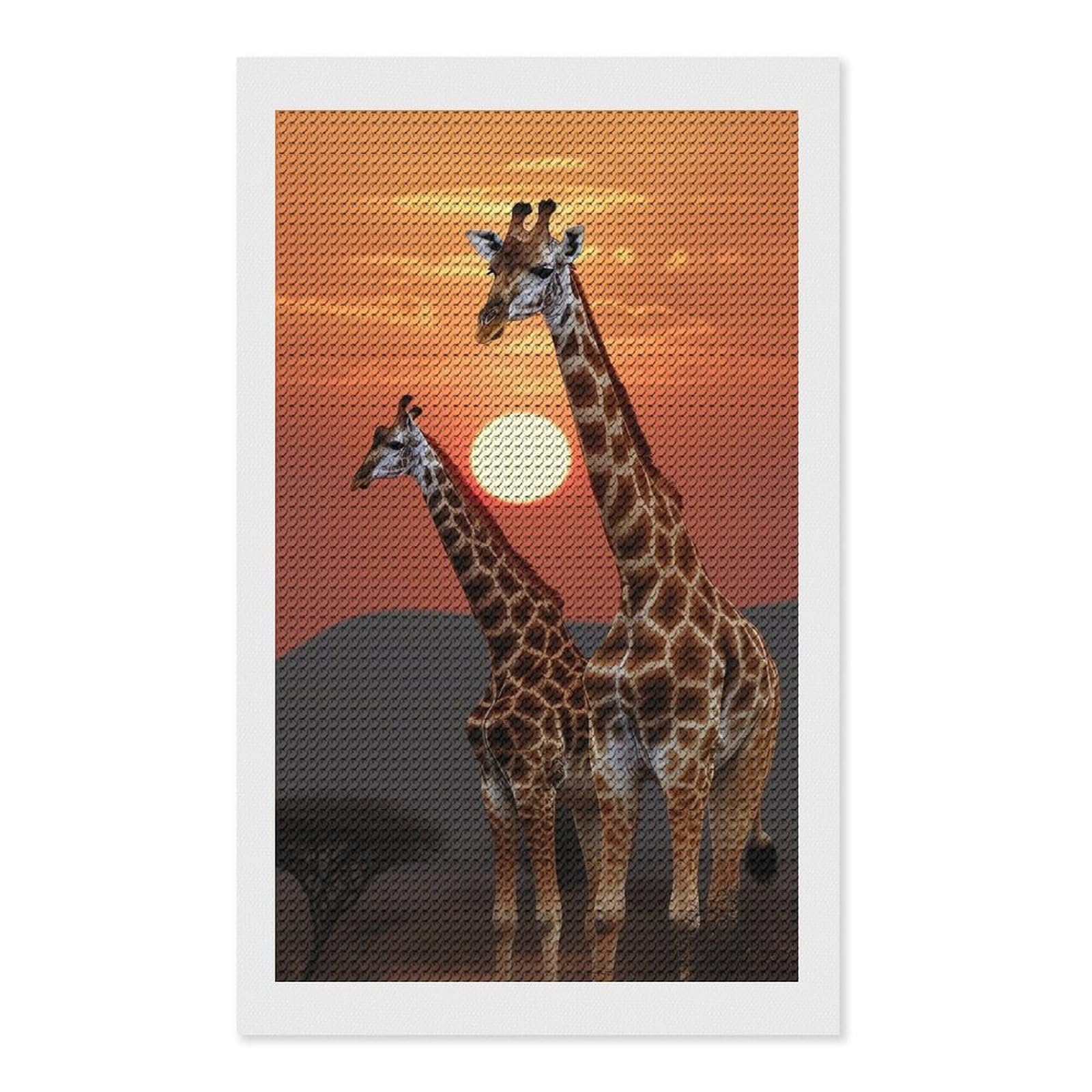 Giraffe At Sunset Diamond Art Kits for Adults, DIY 5D Diamonds Painting Kits for Beginner, Round Full Drill Diamond Dots Painting, Diamonds Pictures Gem Art and Crafts Wall Decor 12"x20"