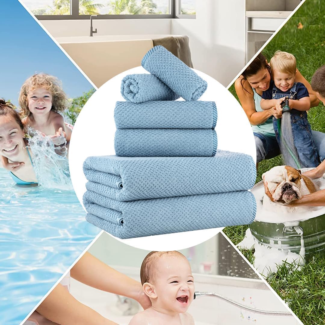 Casa Copenhagen Juego de 6 Toallas de baño 600 gsm, Azul empolvado