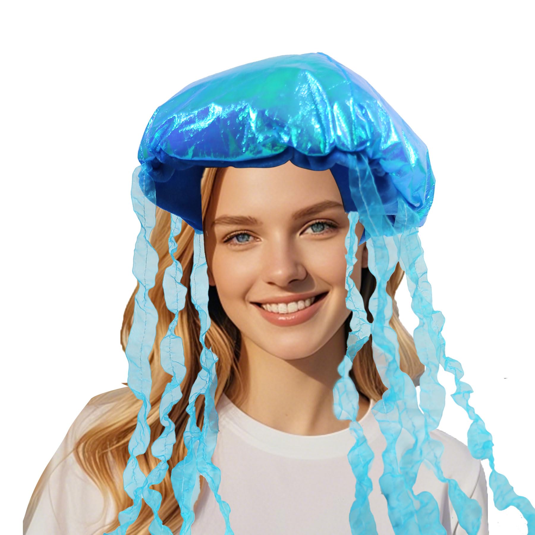 Hooin Blue Jellyfish Hat - Handmade Novelty Sea Creature Headwear for Parties