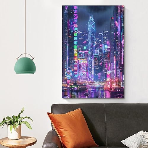 Miniatura 4 de Cyber Punk City Canvas Painting Print Wall Art Modern Living Room Kitchen Posters Bedroom Room Aesthetics Decor 12x18inch(30x45cm) Unframe-style