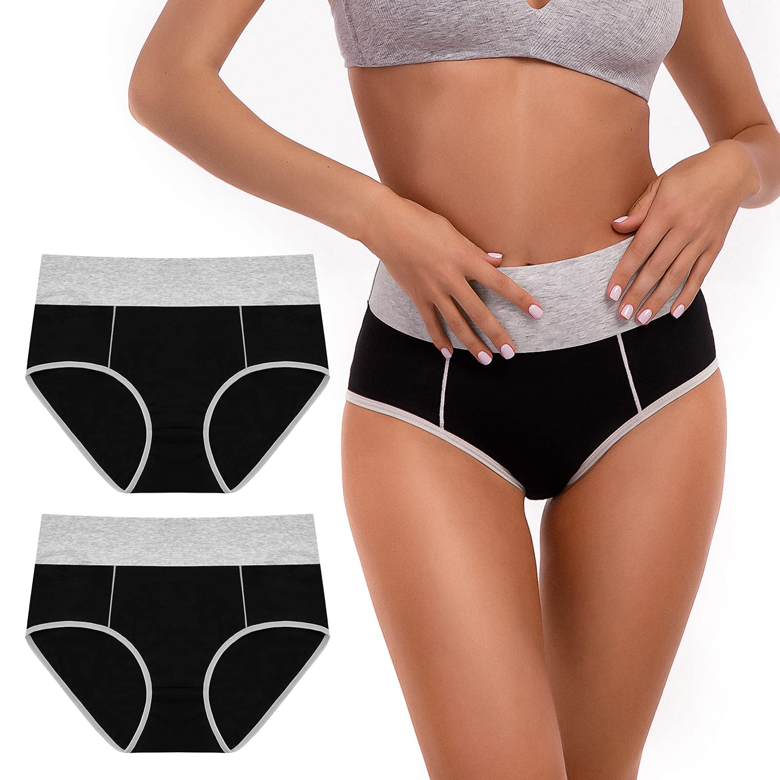 Ladies Cotton Knickers High Waisted Knickers for Women, Full Back Coverage Womens Underwear Multipack