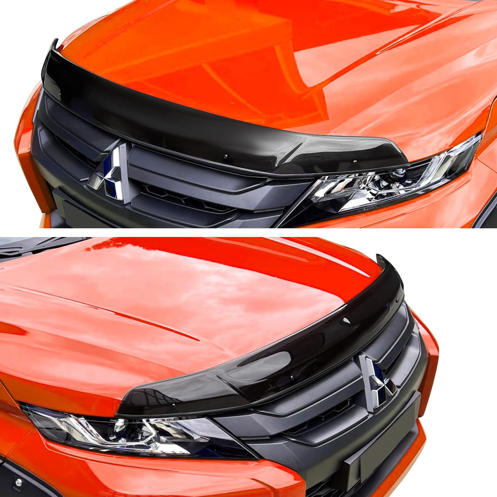 Motorhaubenschutz Steinschlagschutz für Mitsubishi L200 Triton 2019-2022, PMMA Acryl, UV-beständig, wetterfest, glänzend schwarz