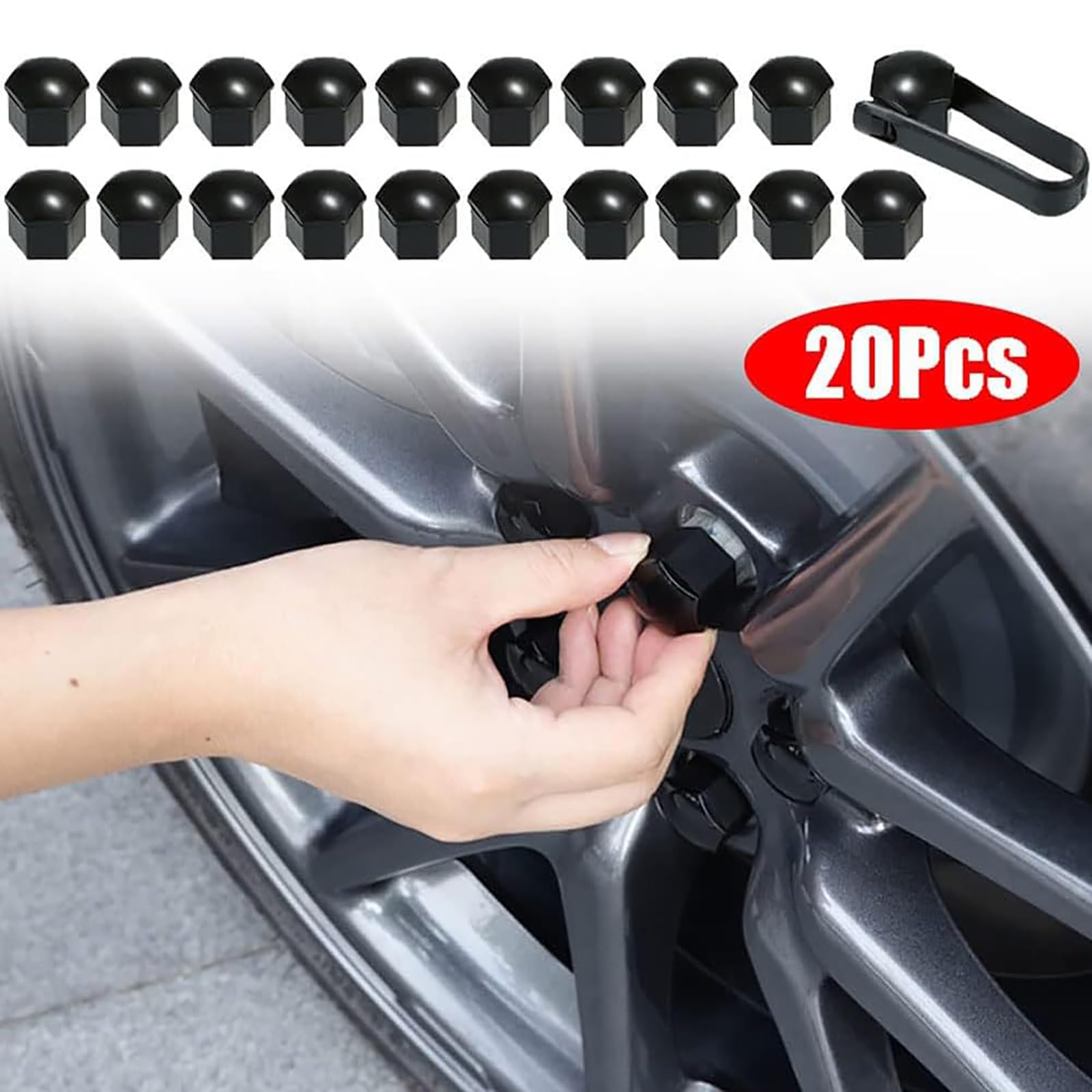 YZECEBNF 20 Pièces Capuchons D'écrou Roue Voiture Pour Peugeot 508 2011-2016, Couvre-écrous Couvre-verrous Pneu Hexagonal Boulon Couvercle Avec Outils Suppression Antipoussière Auto Accessoires