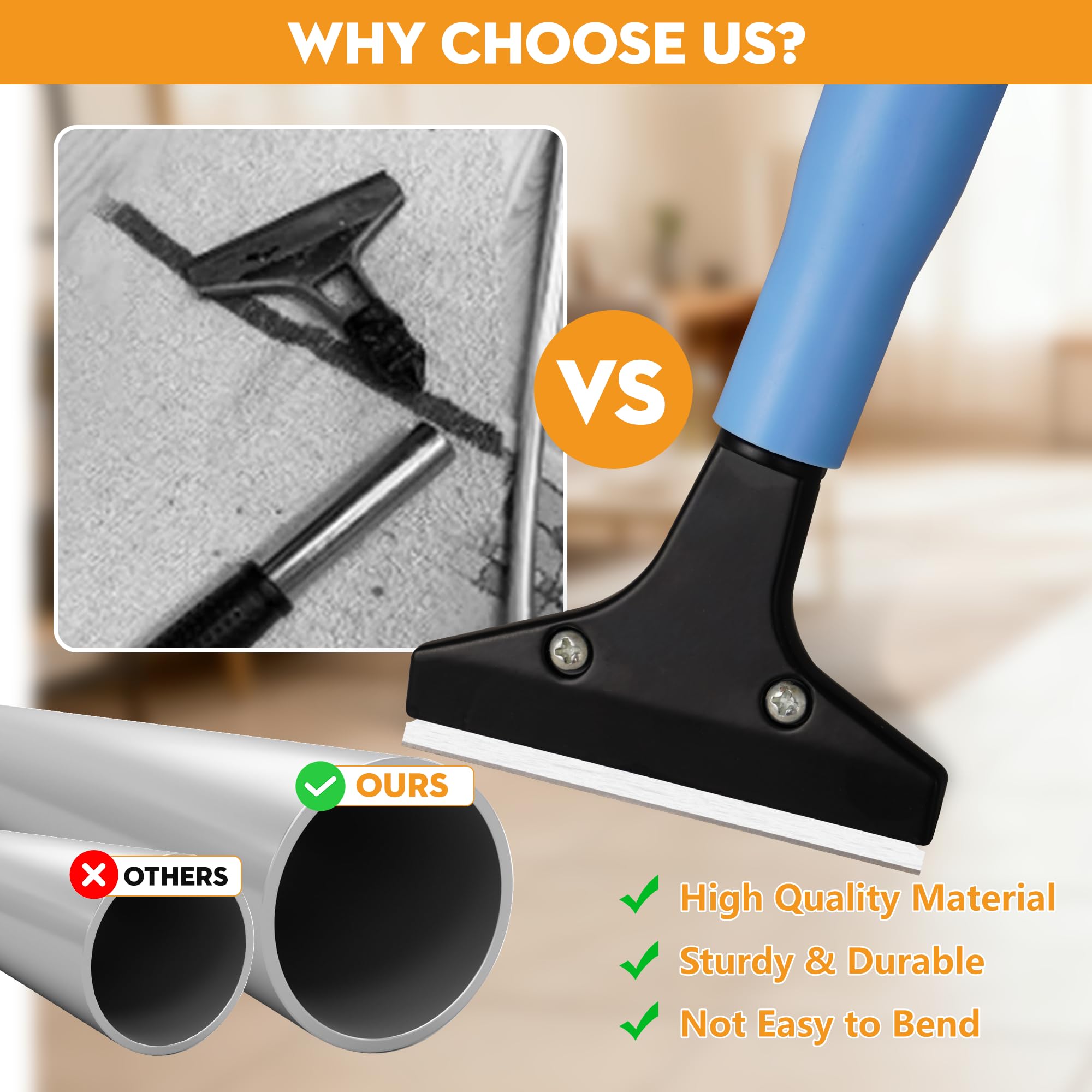 4-Inch Razor Blade Floor Scraper, Long Handle Heavy Duty 37-51.5 Inch — Amazon image 3