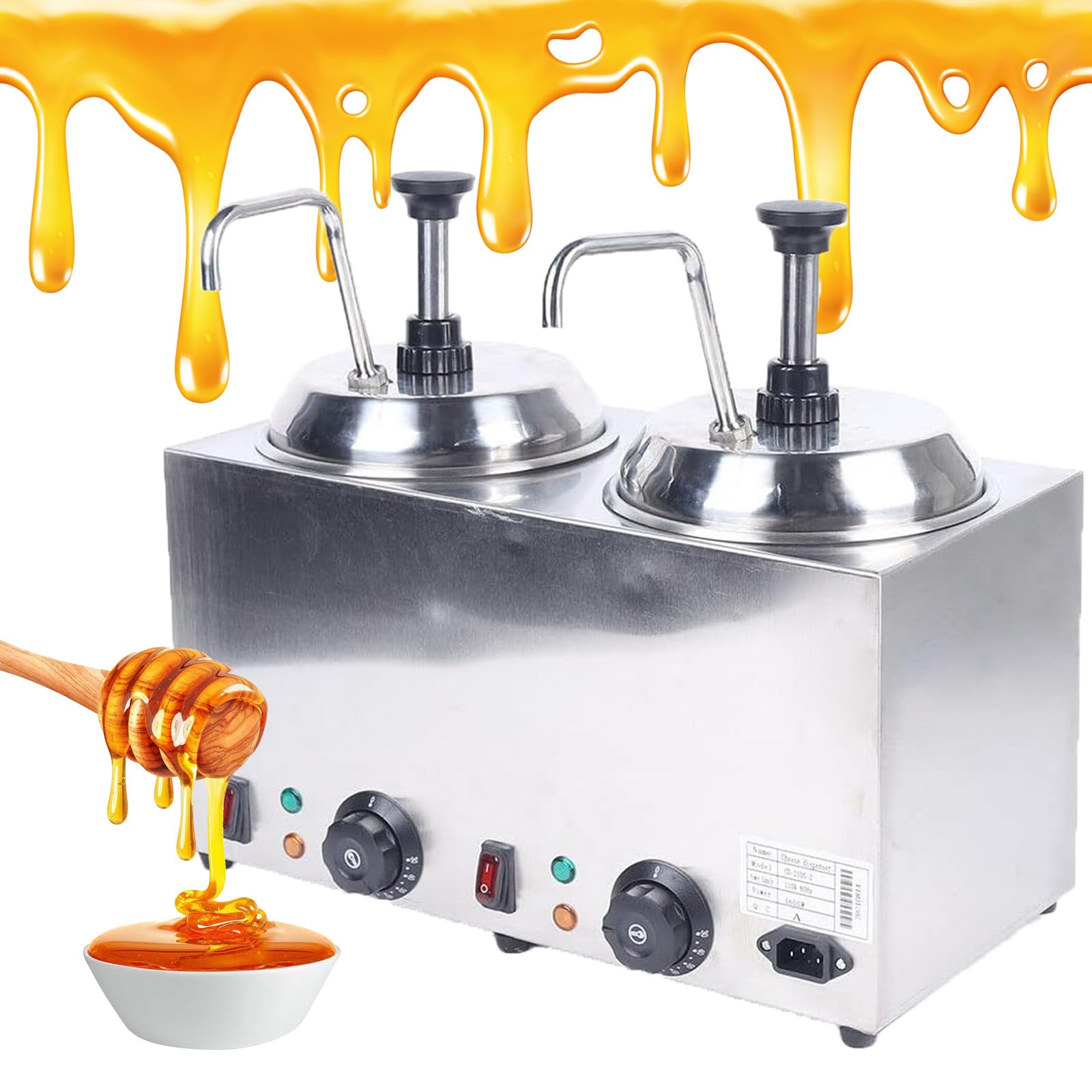 Dispensador eléctrico de salsa de queso con bomba, dispensador comercial de 1600 W, ideal para servicio de alimentos, restaurantes y eventos, fácil de usar y limpiar