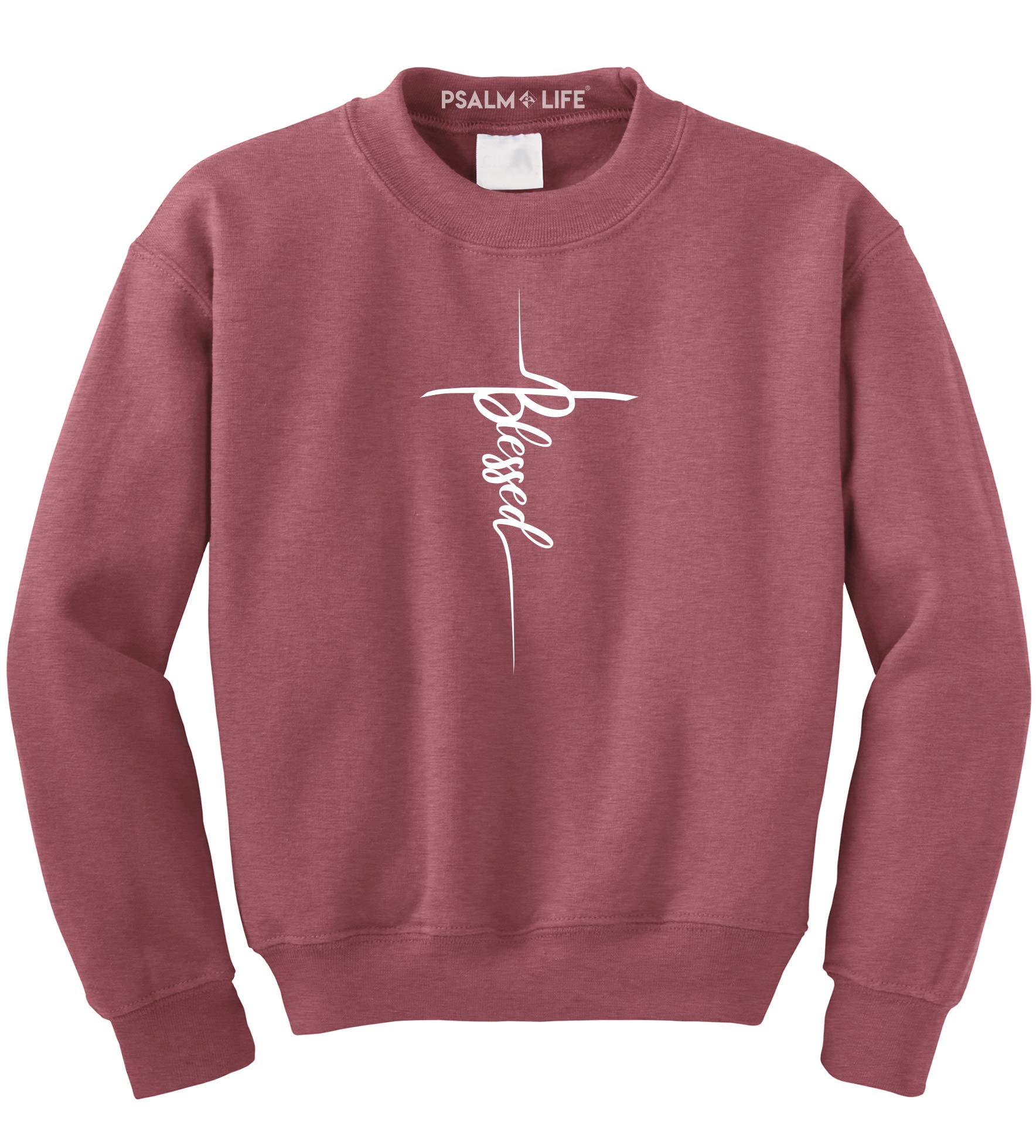 Psalm Life Blessed Praise Jesus Cross Christian Pullover Sweatshirt - Unisex Religious Faith Crewneck