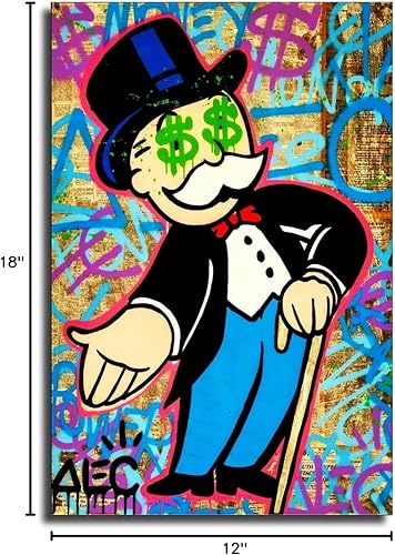 Miniatura 7 de CJQ ALEC-Monopolys - Póster de graffiti para repartir los ojos, pintura decorativa, lienzo, arte de pared, póster de sala de estar, dormitorio, 12 x