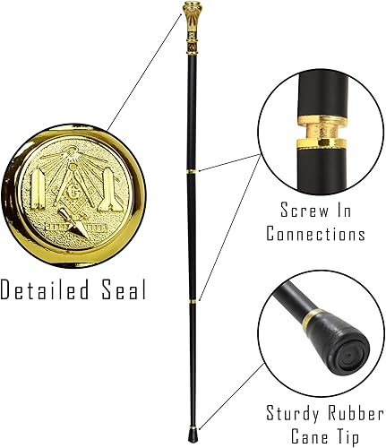 Miniatura 3 de Bastón masónico de bastón masónico – Bastones de vestir elegantes para hombres, equilibrio de personas mayores, 3 piezas plegables para estabilidad,