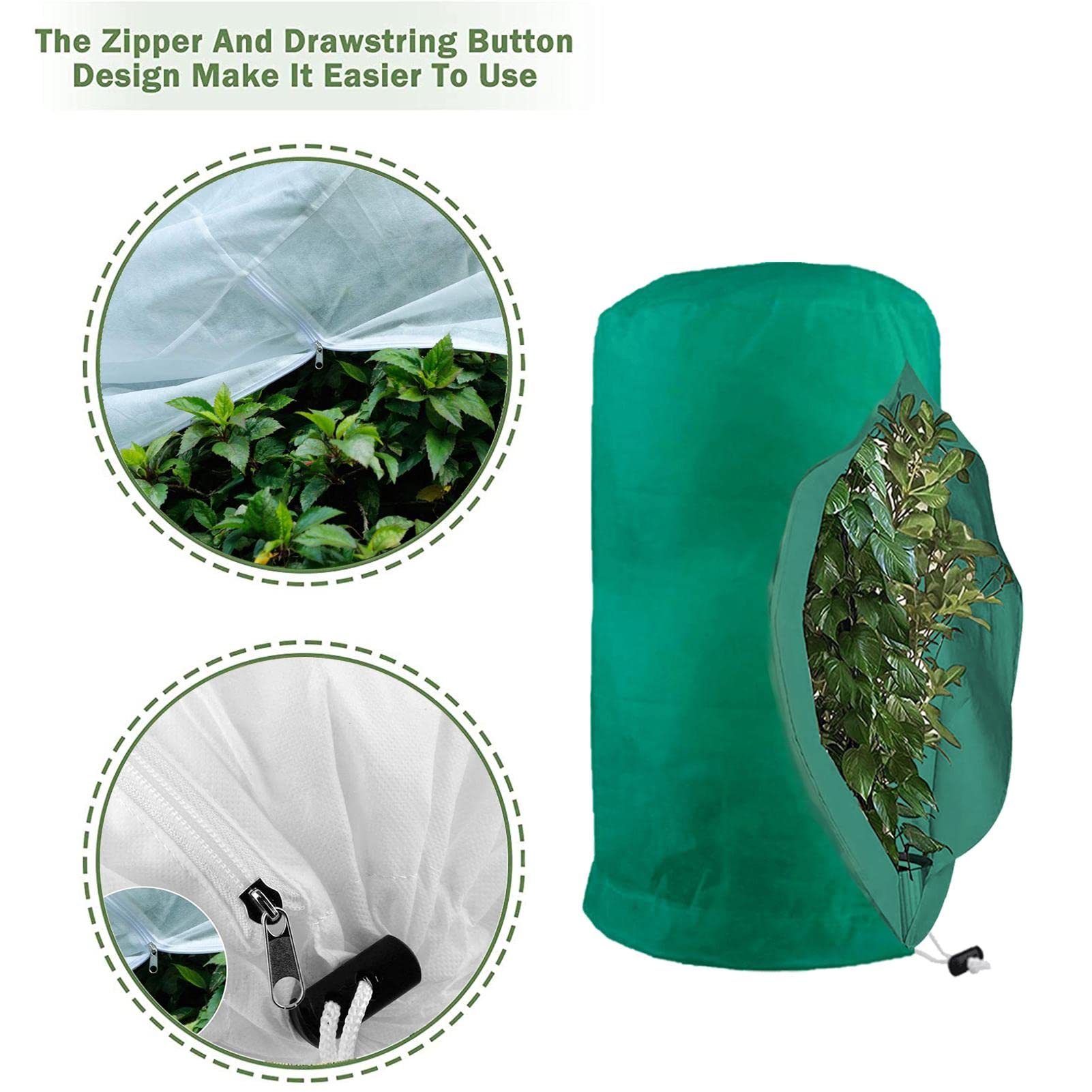 Housse De Protection Contre Le Gel Pour L'hiver,200 X 240 Cm Avec Cordon De Serrage Et Fermeture Eclair Pour Exterieur Par Temps Froid Beige 99096543