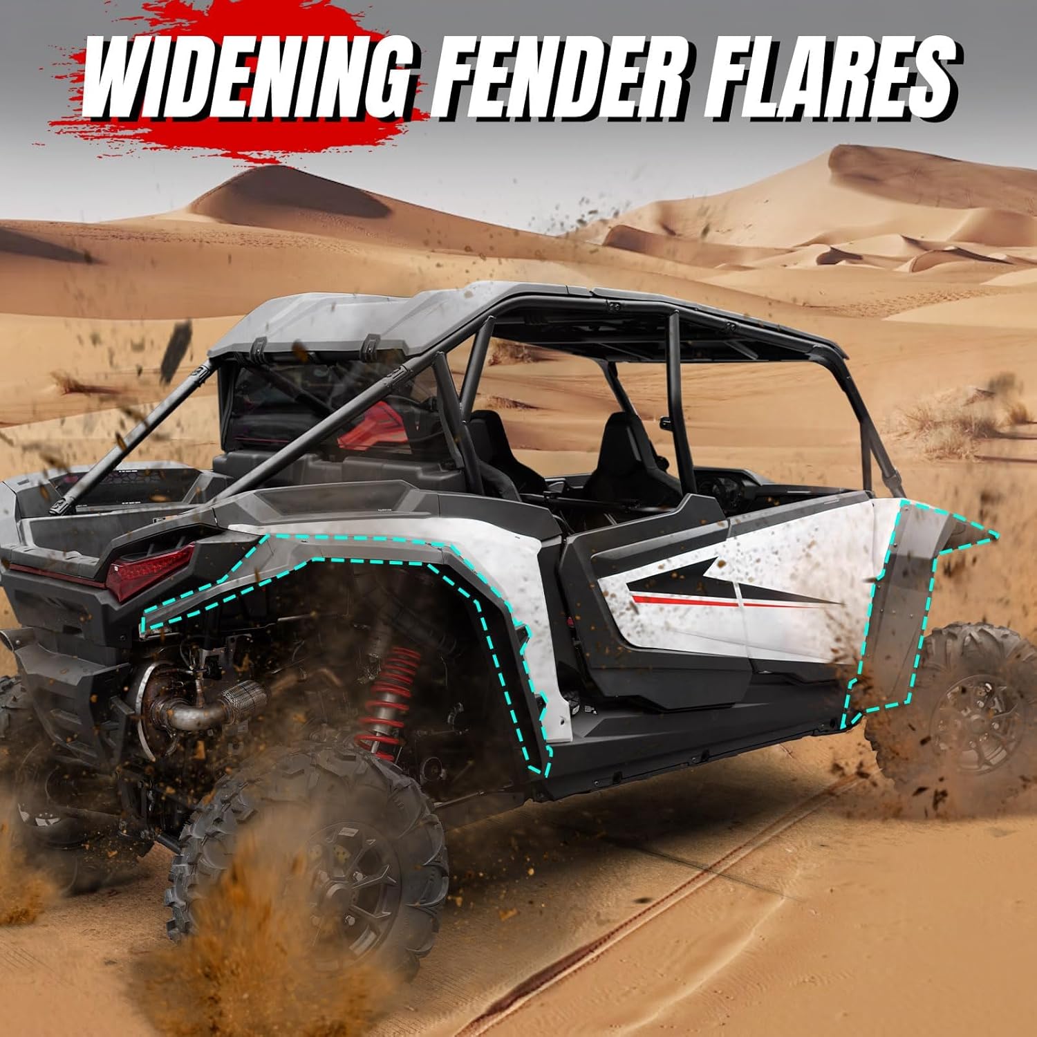 A & UTV PRO Front & Rear Fender Flares for 2024-2025 Polaris RZR XP 1000/ XP 4 1000, XXL Mud Flaps & Mud Guards, Wider UTV Fender Extensions, 24 RZR XP4 1000 Accessories, Replace #2889133