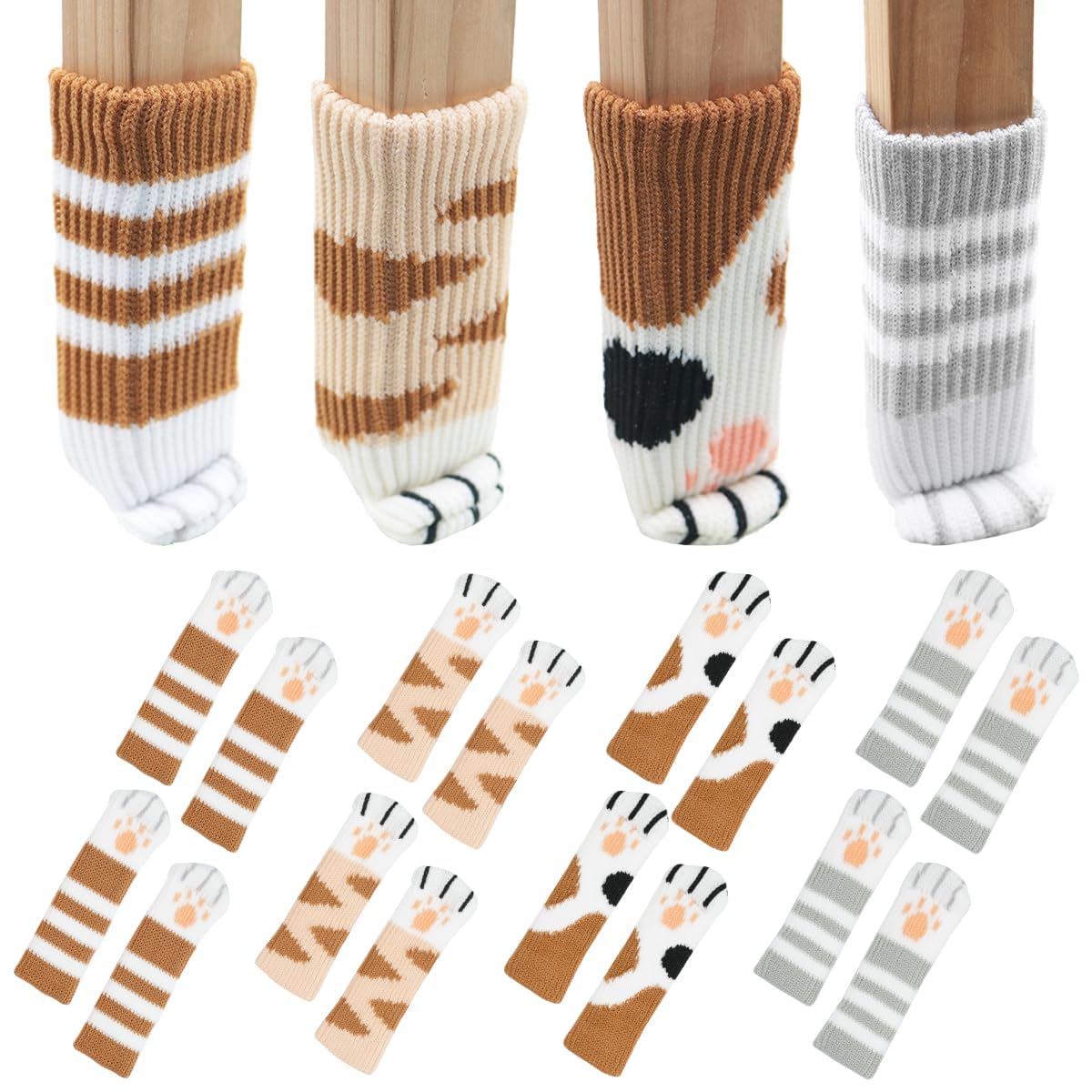 16 Pcs High Elastic Anti-Noise Knitted Chair Socks Leg