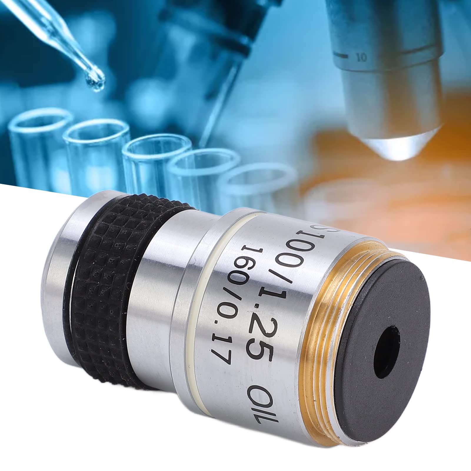 SIXRUN Achromatisches Mikroskop-Objektiv, Aluminiumlegierung, Optisches Glas, Biologisches Mikroskop-Objektiv, Standardschnittstelle, Klare Bildgebung, Weite Sicht für Laborstudien, Unterricht
