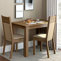 Conjunto Sala de Jantar Madesa Lola Mesa Tampo de Madeira com 2 Cadeiras - Rustic/Crema/Pérola